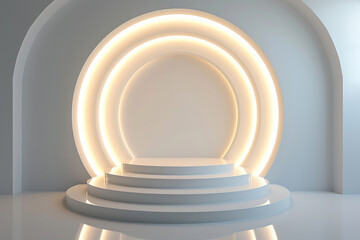 Fototapeta premium Illuminated podium in the center of a room