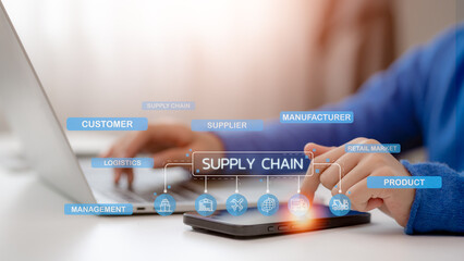 Supply Chain Management concept transportation and logistic suppliers, import-export, and transport...