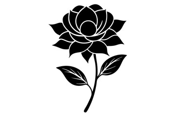 Hand drawn simle flower with silhouette illustration