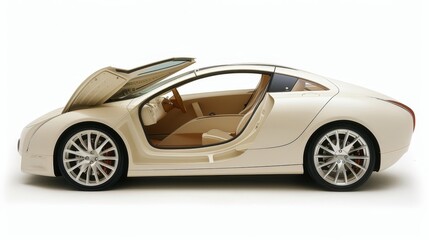 Isolated white car door on a clean white background with defined clip path for clarity