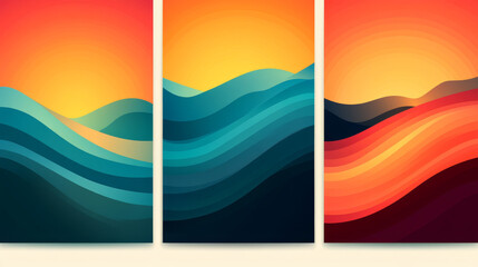 Naklejka premium Abstract sunset landscape in vibrant hues.