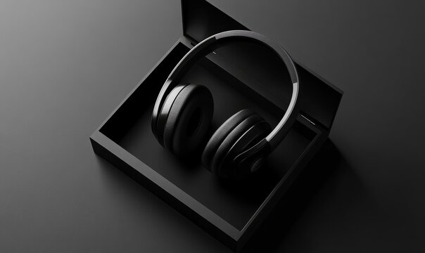 Sleek headphones packaging mockup with branding