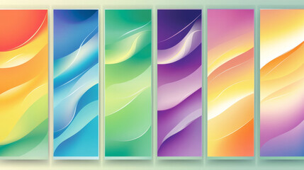 Fototapeta premium Six colorful abstract backgrounds with wavy patterns.