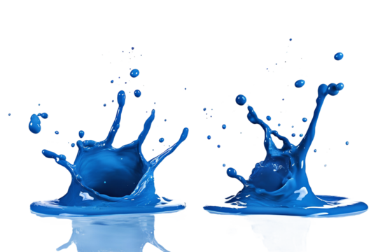 Éclaboussures de peinture bleue sur fond transparent, PNG