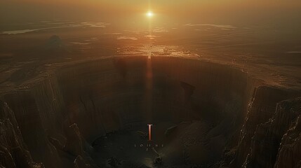 Excavator operating in open pit mine during sunset  heavy machinery at work in quarry excavation