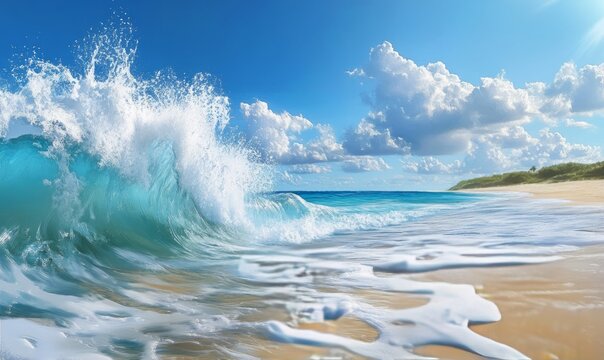 Wave breaking on a paradisiacal beach
