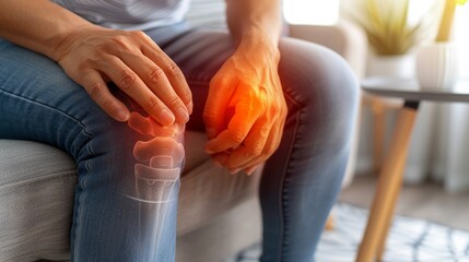 Man applying pressure to relieve joint pain from tendon issues and arthritis symptoms