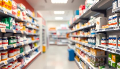 Blurred Pharmacy Drugstore Shelves