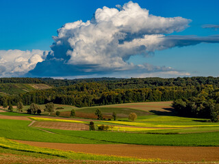 Fototapeta premium Agrarlandschaft und Wolkenhimmel