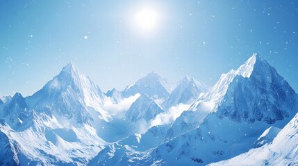 Snow covered mountain peaks