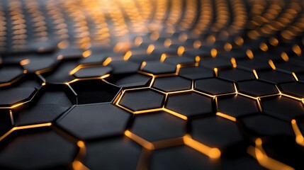 Obraz premium Abstract Honeycomb Pattern with Glowing Lines