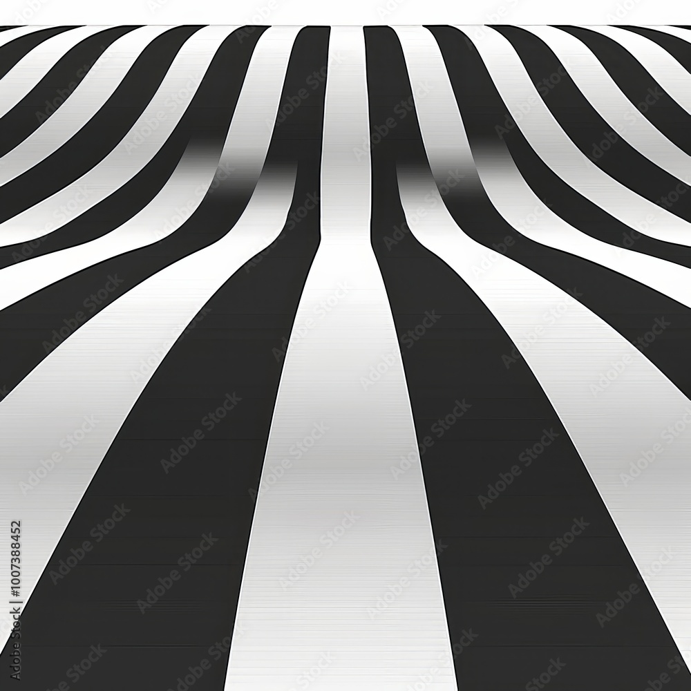 Poster the view showcases wavy black and white lines flowing across a smooth surface, creating an abstract 