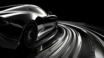 Artistic capture of car suspension featuring spirals and curves in light black and indigo tones