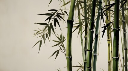 Obraz premium Chinese green ink wash painting for bamboo, large space for copy
