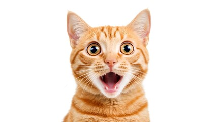 Obraz premium Angry and surprised cat isolated on transparent png background with a funny and excited expression