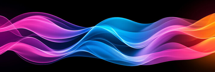 Fototapeta premium Abstract colorful waves on a black background.