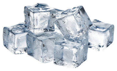 PNG Clear ice cubes on white