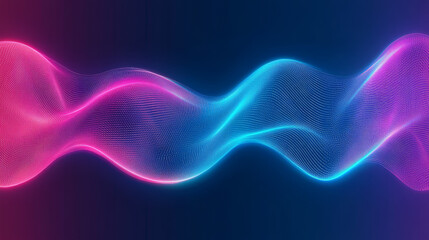 Fototapeta premium Abstract blue and pink glowing wave on dark background