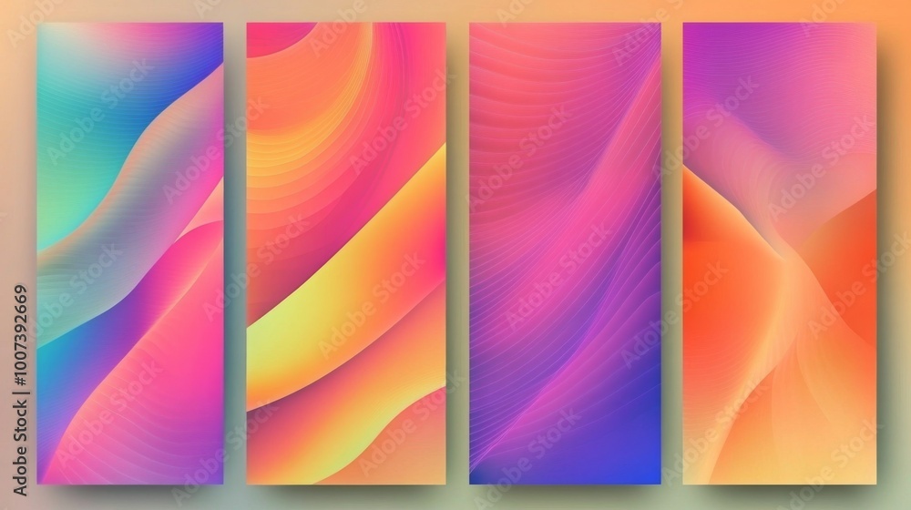 Poster a modern gradient poster background vector set featuring minimalist style cover templates. a set of 