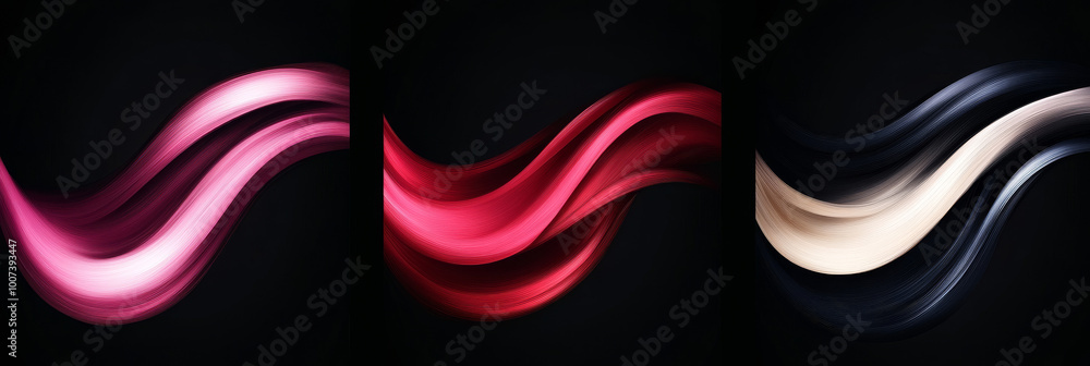 Wall mural Abstract wavy design in pink, red, and cream colors.