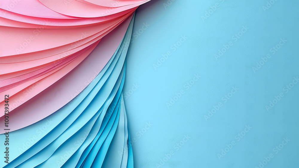 Poster brightly colored layers of pink and blue paper create a visually appealing display, showcasing an ar