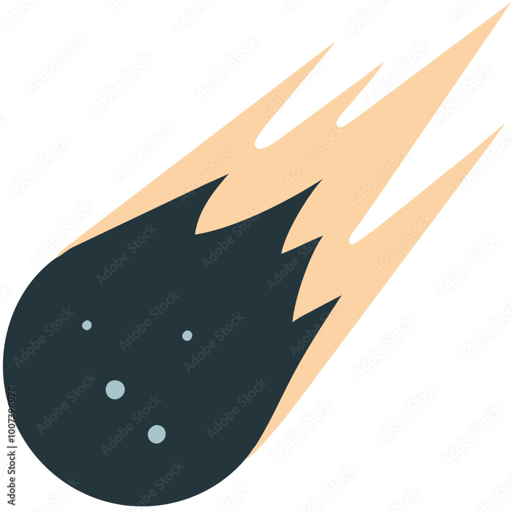 Poster cosmic meteor vector illustration with fiery trail for science and space themes