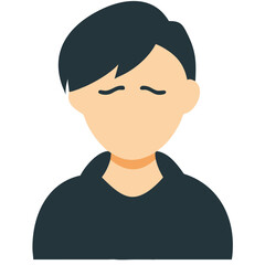  Minimalist Vector Illustration of Anonymous Person with Closed Eyes and Black Hair