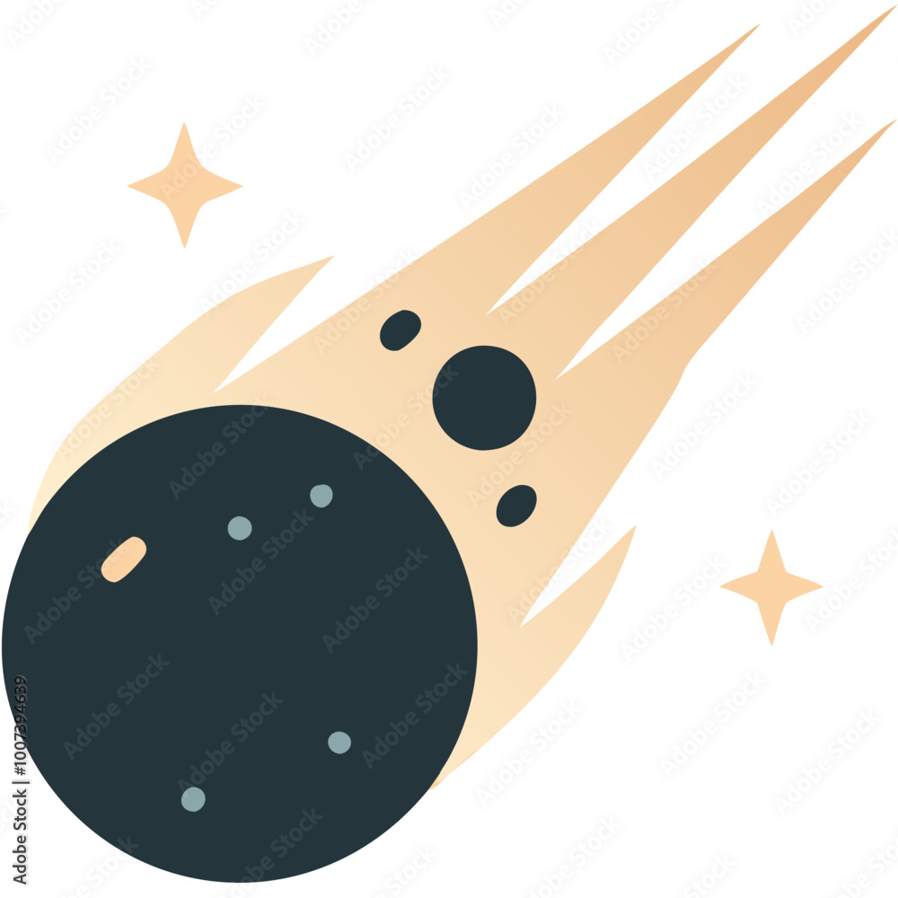 Poster exploding meteor comet vector illustration outer space cosmic phenomenon