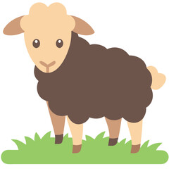  Cute Vector Cartoon Sheep on Grass Pasture Farm Animal Illustration