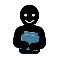  Happy Smiley Figure with Folders Holding Symbol Vector Illustration