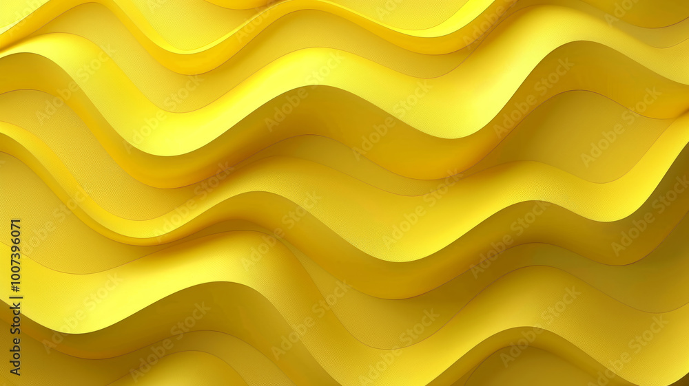 Poster a vibrant display of wavy yellow layers creates an engaging abstract design. the smooth curves and v