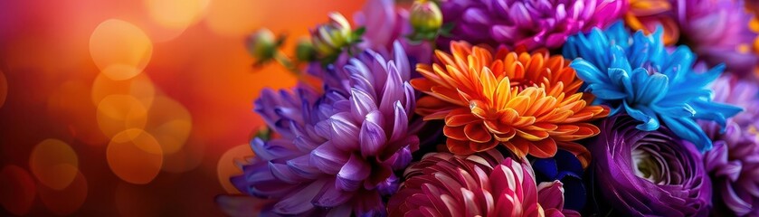 Fototapeta premium Floral wreath with vibrant blooms, artistic and inviting, Botanical, Bright hues, Photograph, Decorative beauty