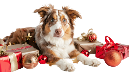 Creative holiday gift ideas for pets on white background