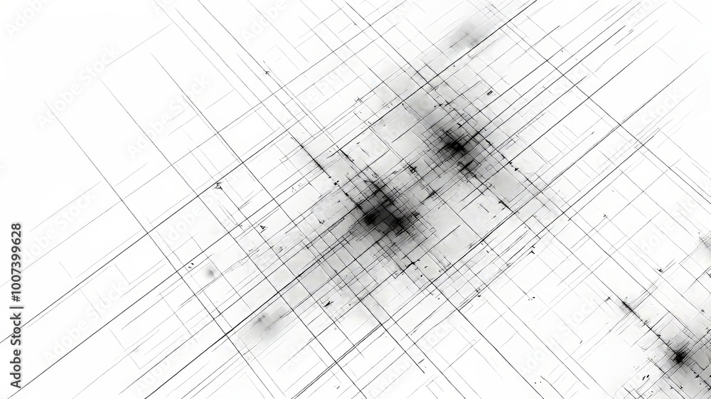 Poster a complex interplay of black and white lines creates a dynamic abstract design. the intersecting pat