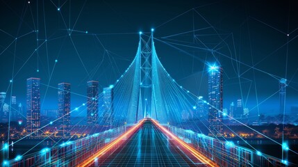 Architectural overview of a 3d bridge model project with detailed blueprint design elements