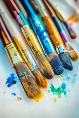 Obraz premium A mini paint palette as well as a large selection of brushes