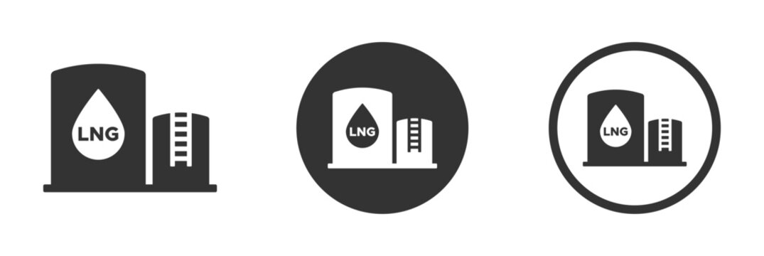 LNG terminal glyph vector icons set. LNG terminal icon