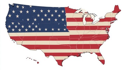 USA map with states isolated on a white background. United States of America map.  