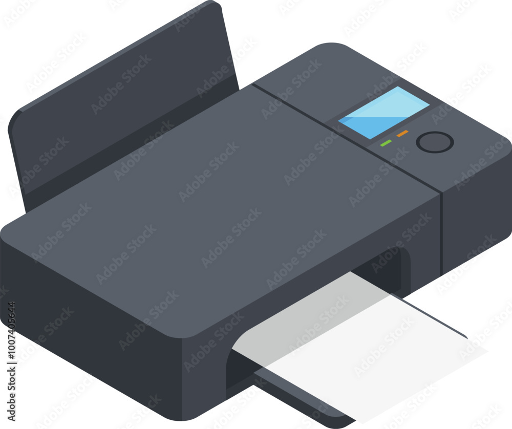 Aufkleber printer isometric icon. office network computer device