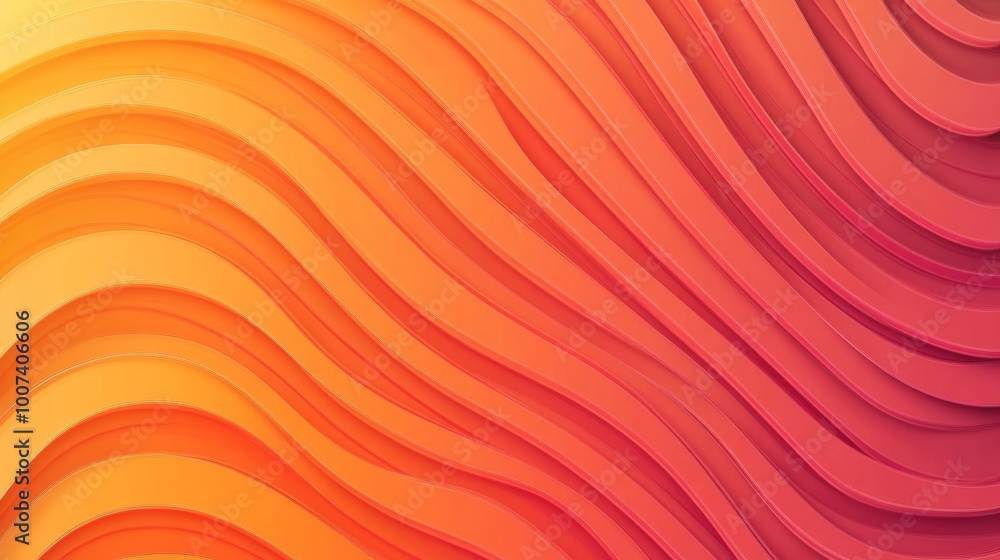 Poster a colorful 3d render with copy-space made of orange 3d undulating lines.