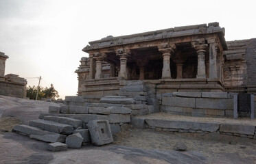 Temples on the gentle slopes of Hemakutta Hill in Hampi. India.