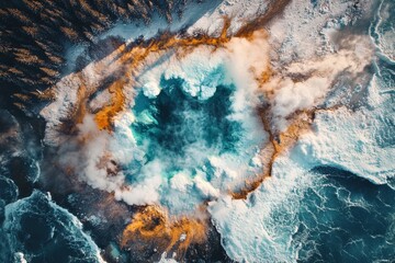 Naklejka premium In Yellowstone National Park, the Grand Prismatic Spring can be found.