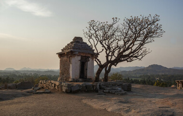 Temples on the gentle slopes of Hemakutta Hill in Hampi. India.