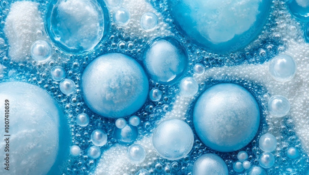 Poster a 3d rendering of water bubbles' molecular structure