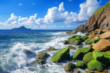 Half Moon Bay, Antigua and Barbuda, Leeward Islands, waves crashing on cliffs