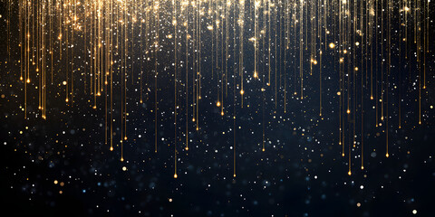 abstract background of falling sparkles on a dark blue background. sparkly glitter for Christmas and other holidays. gold background. various holidays. luxury