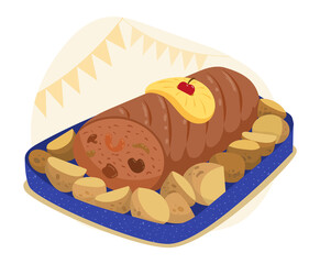 ilustración lomo relleno cena de navidad México