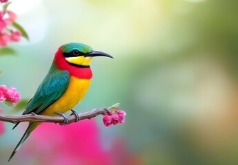 Obraz premium May 2008, Europe's Bee-eater (Merops apiaster) perched at Pusztaszer, Hungary