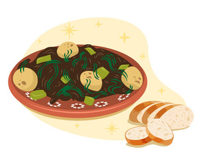ilustración romeritos con mole cena de navidad México