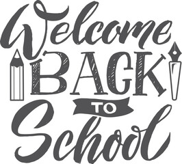 Welcome to school lettering. Autumn kid logo calligraphy